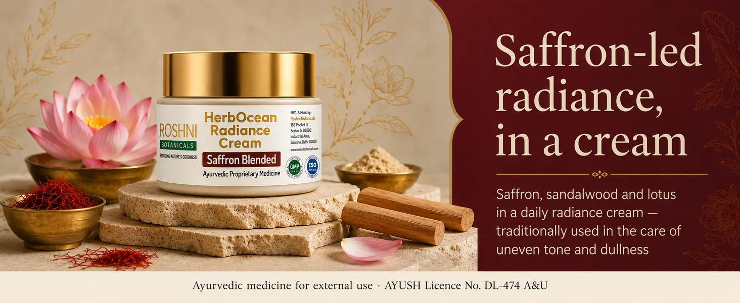 Radiance Cream - saffron-led radiance in a daily cream with saffron, sandalwood and lotus, traditionally used in the care of uneven tone and dullness