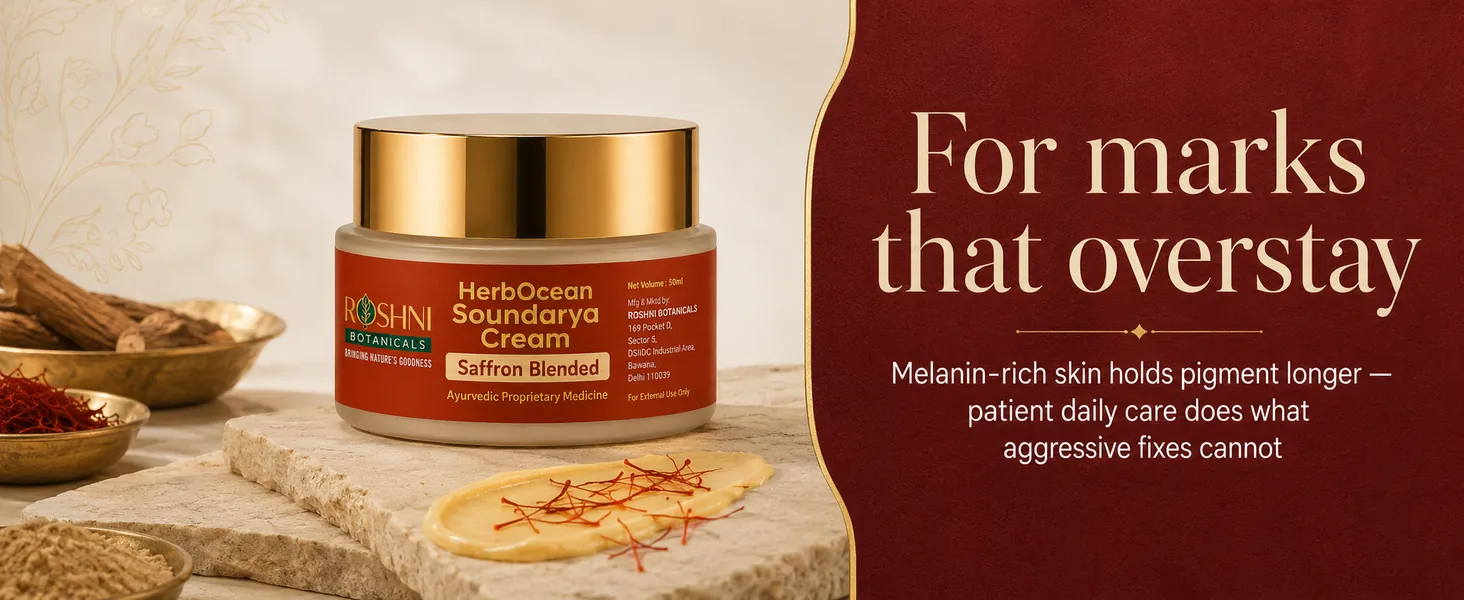 For marks that overstay - melanin-rich skin holds pigment longer; patient daily care does what aggressive fixes cannot