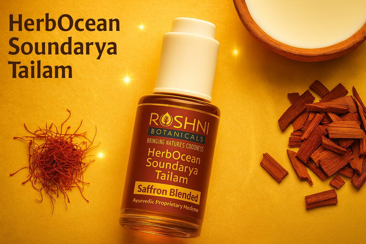 HerbOcean Soundarya Tailam with gentle anti wrinkle Ayurvedic ingredients for reactive skin